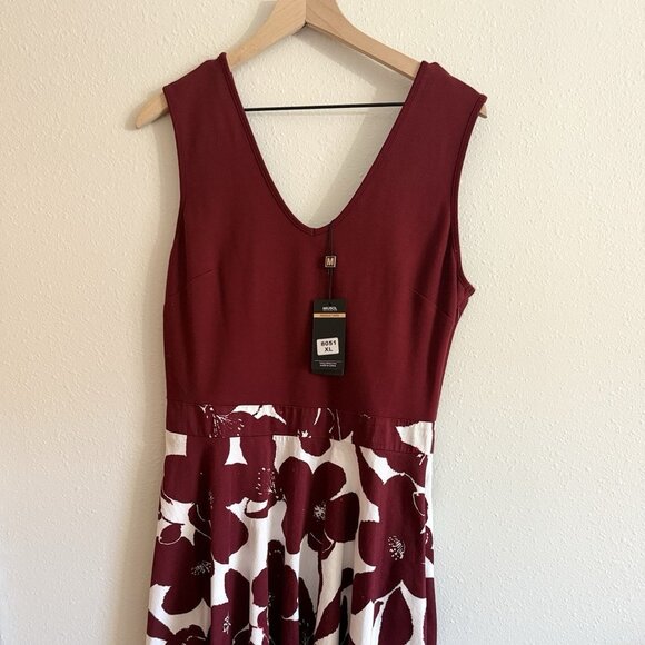 Miusol Women’s XL Sleeveless Maroon Red & White Floral Dress - Picture 1 of 12